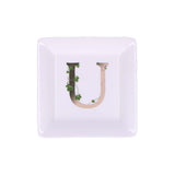 LA PORCELLANA BIANCA - Adorato Piattino Quadrato Lettera "U" 10cm