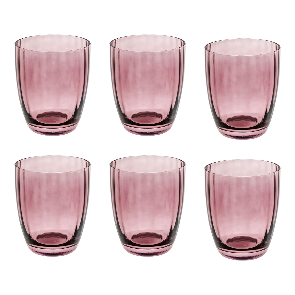 ROSE & TULIPANI Prismia Bicchiere Acqua Set 6 Pezzi 310ml Rosa Pasta di Vetro