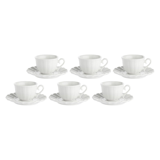 LA PORCELLANA BIANCA Ducale Set 6 Pezzi Tazza Caffè con Piattino 80ml Bianco Porcellana