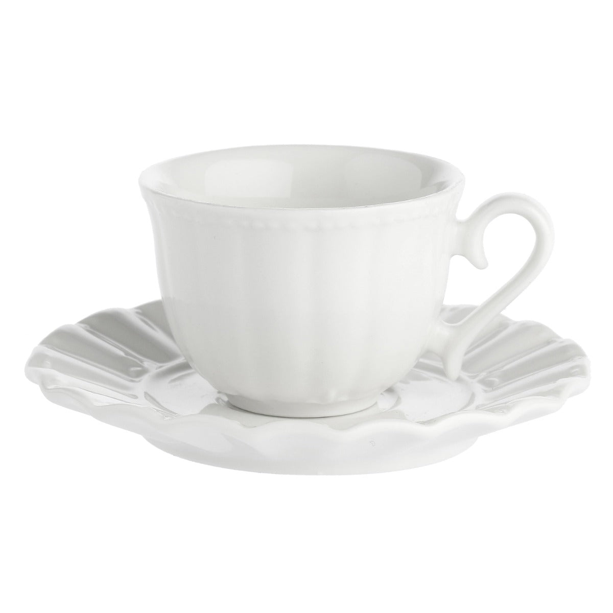 LA PORCELLANA BIANCA Ducale Set 6 Pezzi Tazza Caffè con Piattino 80ml Bianco Porcellana