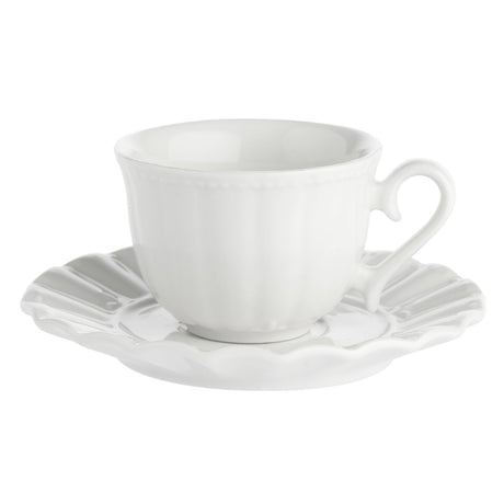 LA PORCELLANA BIANCA Ducale Set 6 Pezzi Tazza Caffè con Piattino 80ml Bianco Porcellana