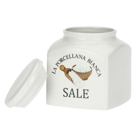 LA PORCELLANA BIANCA Conserva Barattolo Contenitore Deco Sale 1,1L Bianco Porcellana