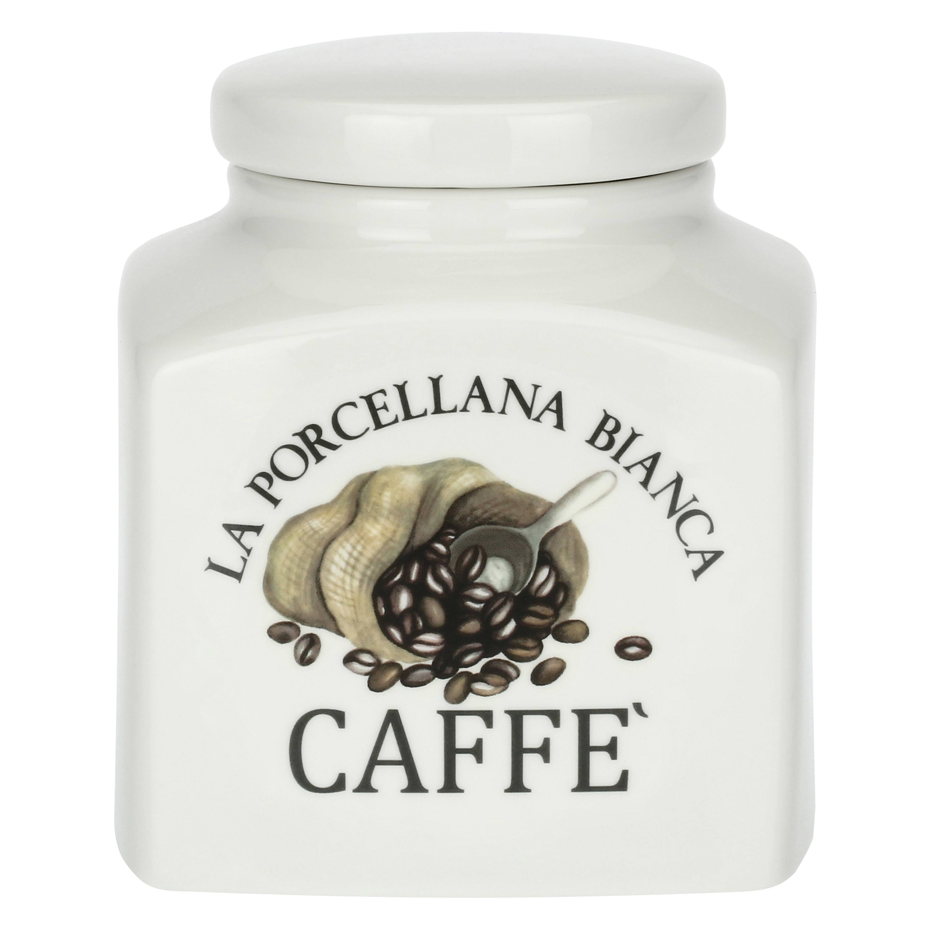 LA PORCELLANA BIANCA Conserva Barattolo Deco Caffè 1,1L Bianco Porcellana