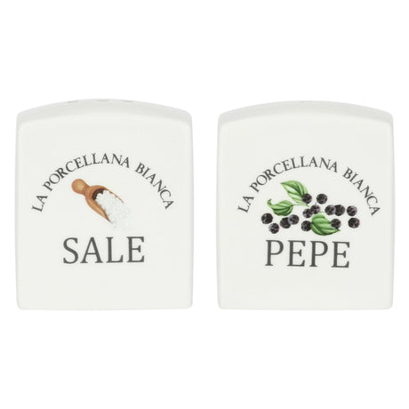 LA PORCELLANA BIANCA Conserva Sale e Pepe Deco 6,5cm Bianco Porcellana