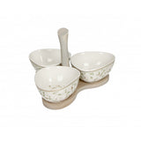 BRANDANI - Antipastiera Ali Dorate Set 3 pz porcellana