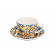 Set 2 tazze tè Medicea Brandani in porcellana con piattino 9x7 cm
