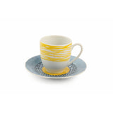 VILLA D'ESTE HOME TIVOLI Marea Tazza Caffè con Piattino Set 6 Tazzine 100ml Porcellana