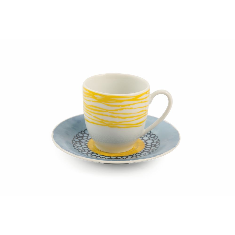 VILLA D'ESTE HOME TIVOLI Marea Tazza Caffè con Piattino Set 6 Tazzine 100ml Porcellana