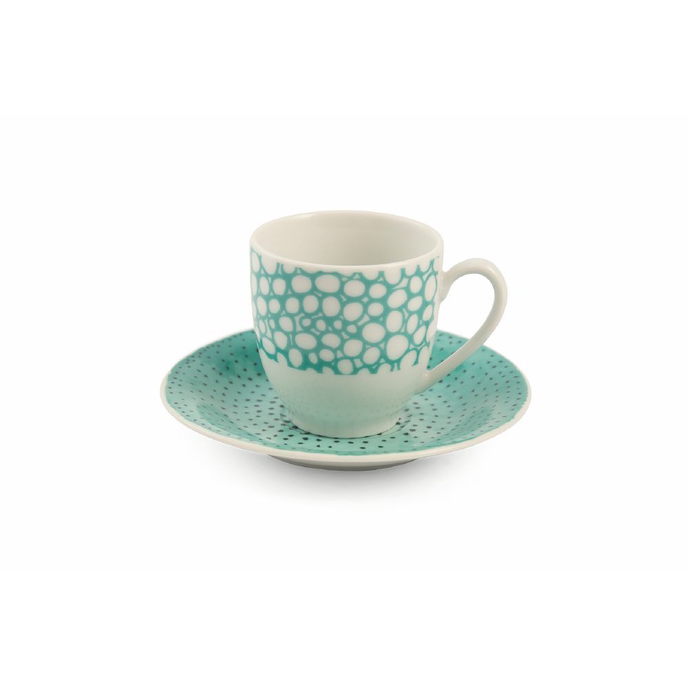 VILLA D'ESTE HOME TIVOLI Marea Tazza Caffè con Piattino Set 6 Tazzine 100ml Porcellana