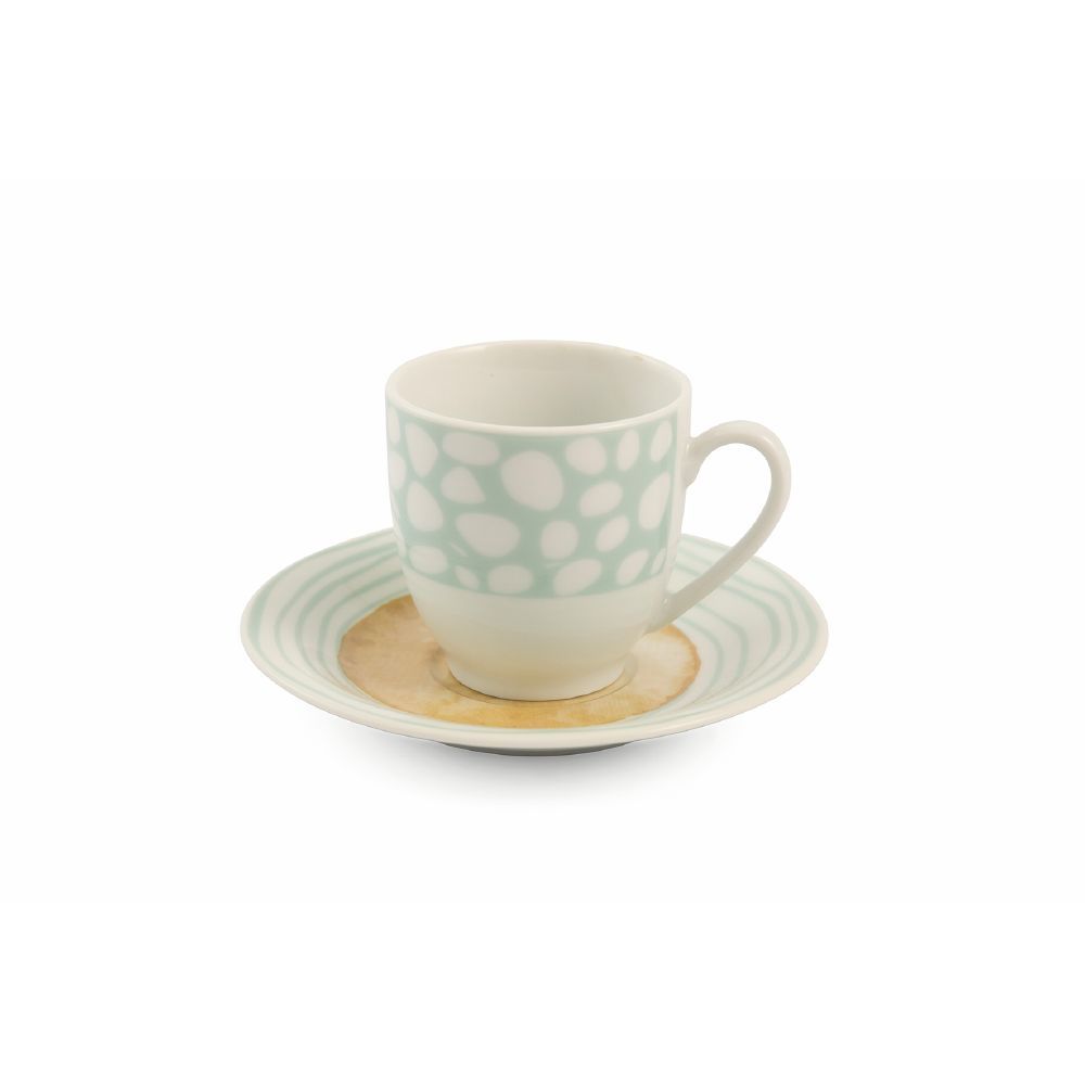 VILLA D'ESTE HOME TIVOLI Marea Tazza Caffè con Piattino Set 6 Tazzine 100ml Porcellana