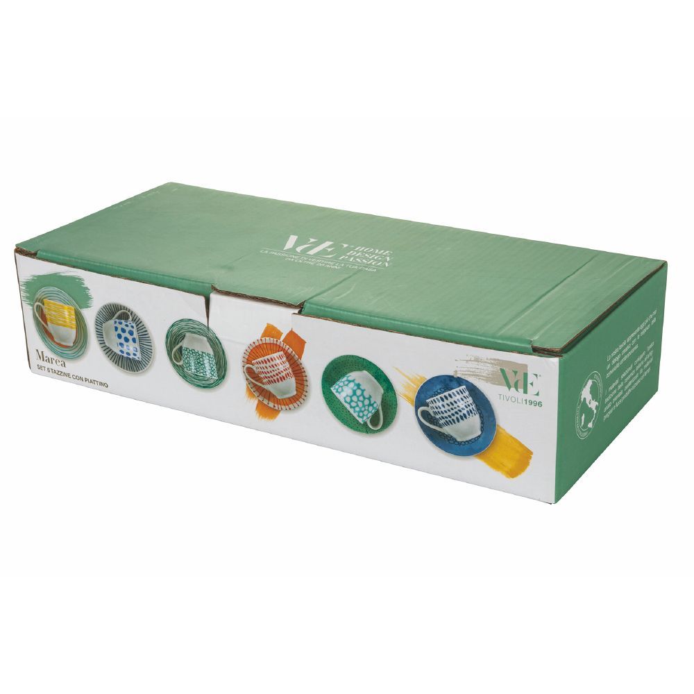 VILLA D'ESTE HOME TIVOLI Marea Tazza Caffè con Piattino Set 6 Tazzine 100ml Porcellana