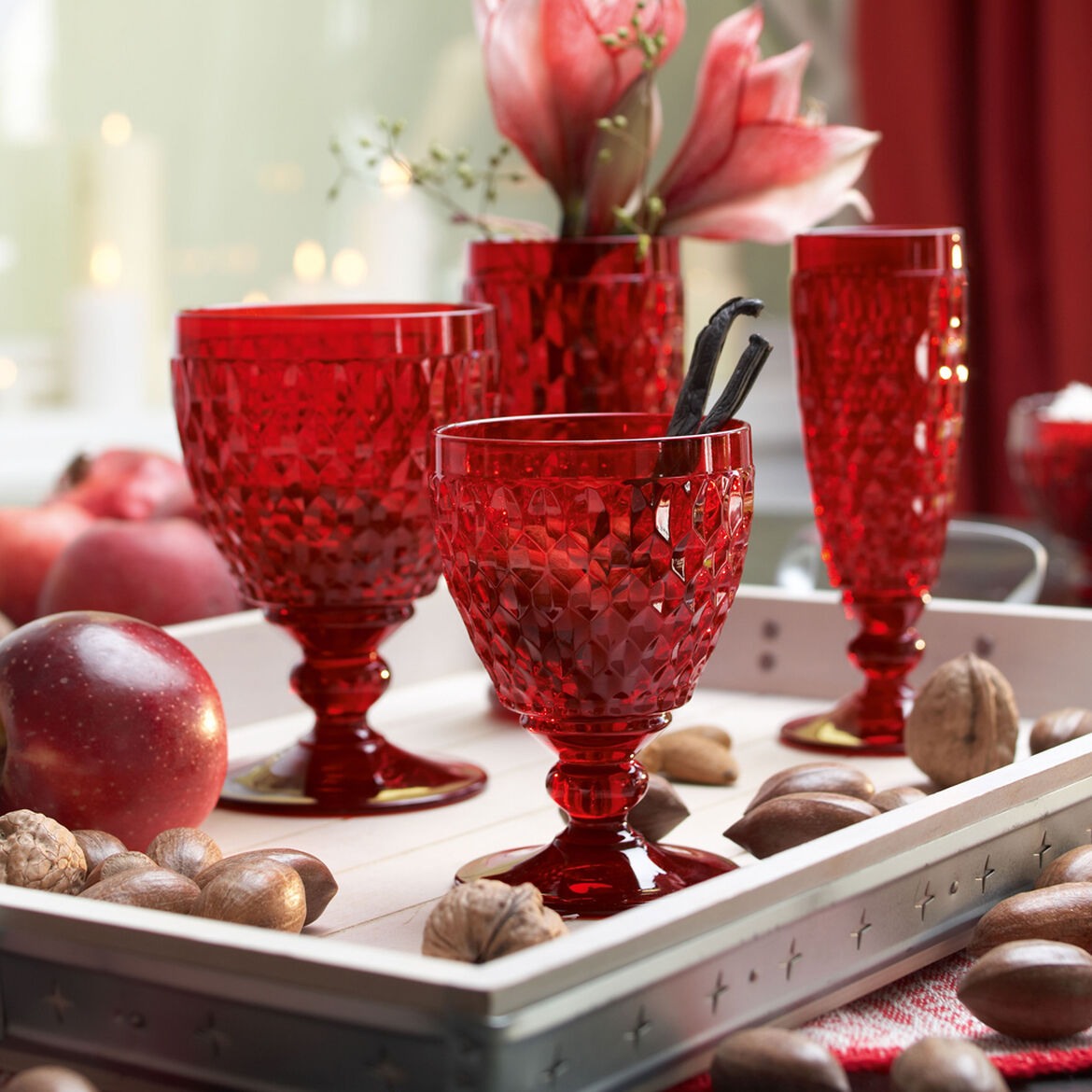 VILLEROY & BOCH Boston Coloured 4 Pezzi Flute Calice Spumante Red 145ml Cristallo