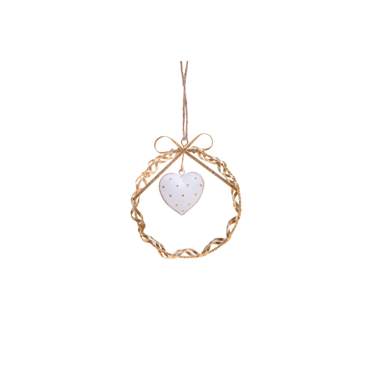 BIANCHI DINO - Crown Pendant with Heart 11 cm Gold Metal Christmas Decoration