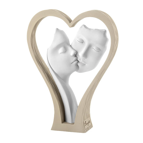 Scultura coppia cuori Bongelli Preziosi in resina color nocciola 18 cm