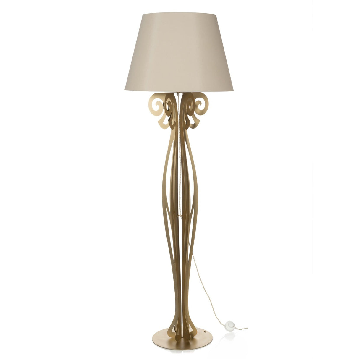ARTI & MESTIERI Lampada da Terra Moderna di Design Circeo Oro Paralume Sabbia