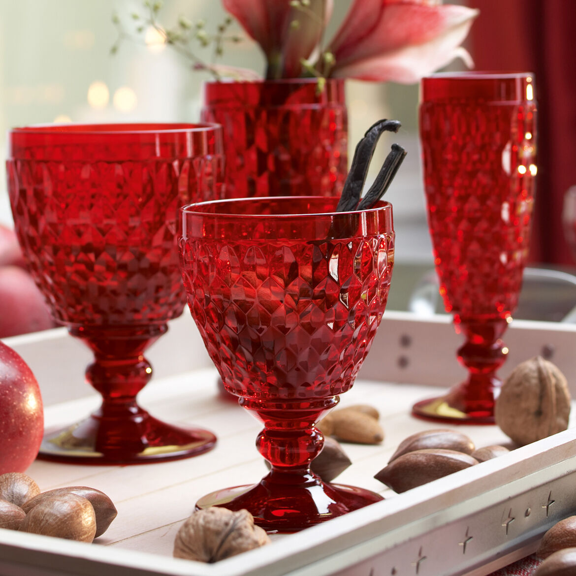 VILLEROY &amp; BOCH Boston Colored 4 Pieces Glass Red White Wine Goblet 125ml Crystal