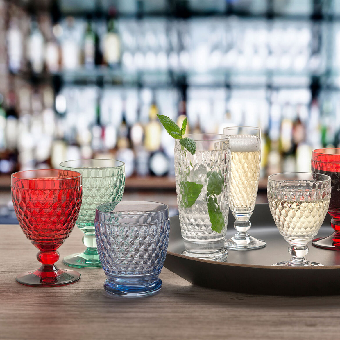 VILLEROY & BOCH Boston Coloured 4 Pezzi Bicchiere Calice Vino Rosso Red 8,8cm Cristallo