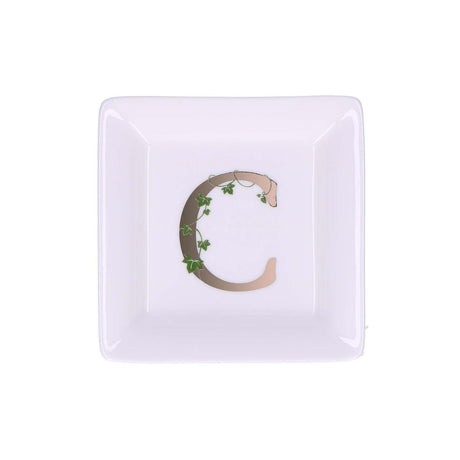 LA PORCELLANA BIANCA - Adorato Piattino Quadrato Lettera "C" 10cm