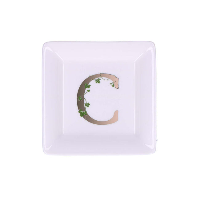 LA PORCELLANA BIANCA - Adorato Piattino Quadrato Lettera "C" 10cm