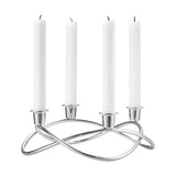 GEORG JENSEN Candeliere Season 4 Fiamme Acciaio Inox Lucidato a Specchio
