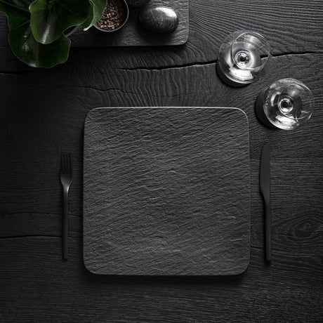 VILLEROY & BOCH Manufacture Rock Nero Piatto Portata Gourmet Quadrato 32,5cm