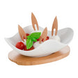 BRANDANI Antipastiera Nuvola con 4 Forchettine in Bamboo 21x13cm Porcellana