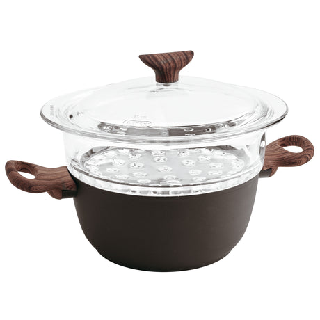 SAMBONET - Vaporiera con Coperchio Rock & Rose Black 20cm Alluminio