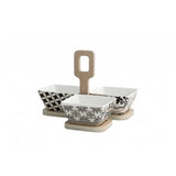 BRANDANI - Antipastiera Alhambra 3 Pezzi Porcellana Bamboo 53186