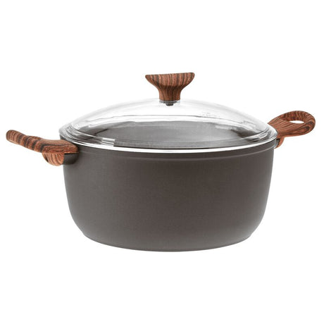 SAMBONET - Casseruola Alta 2 Manici con Coperchio Rock & Rose Black 24cm Alluminio