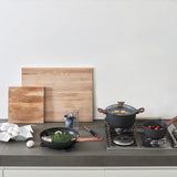 SAMBONET - Casseruola Alta 2 Manici con Coperchio Rock & Rose Black 24cm Alluminio