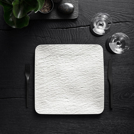 VILLEROY & BOCH Manufacture Rock Bianco Piatto Gourmet Quadrato 32,5cm Porcellana