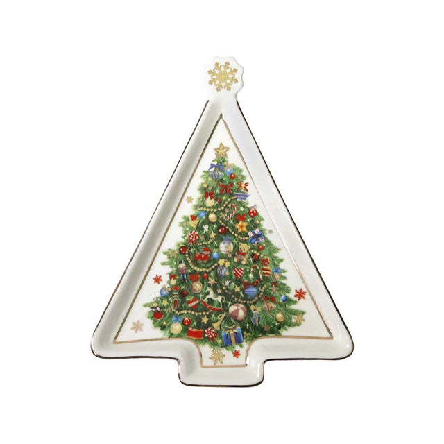 Vassoietto Albero Brandani in New Bone China con stella dorata 16x21,5 cm