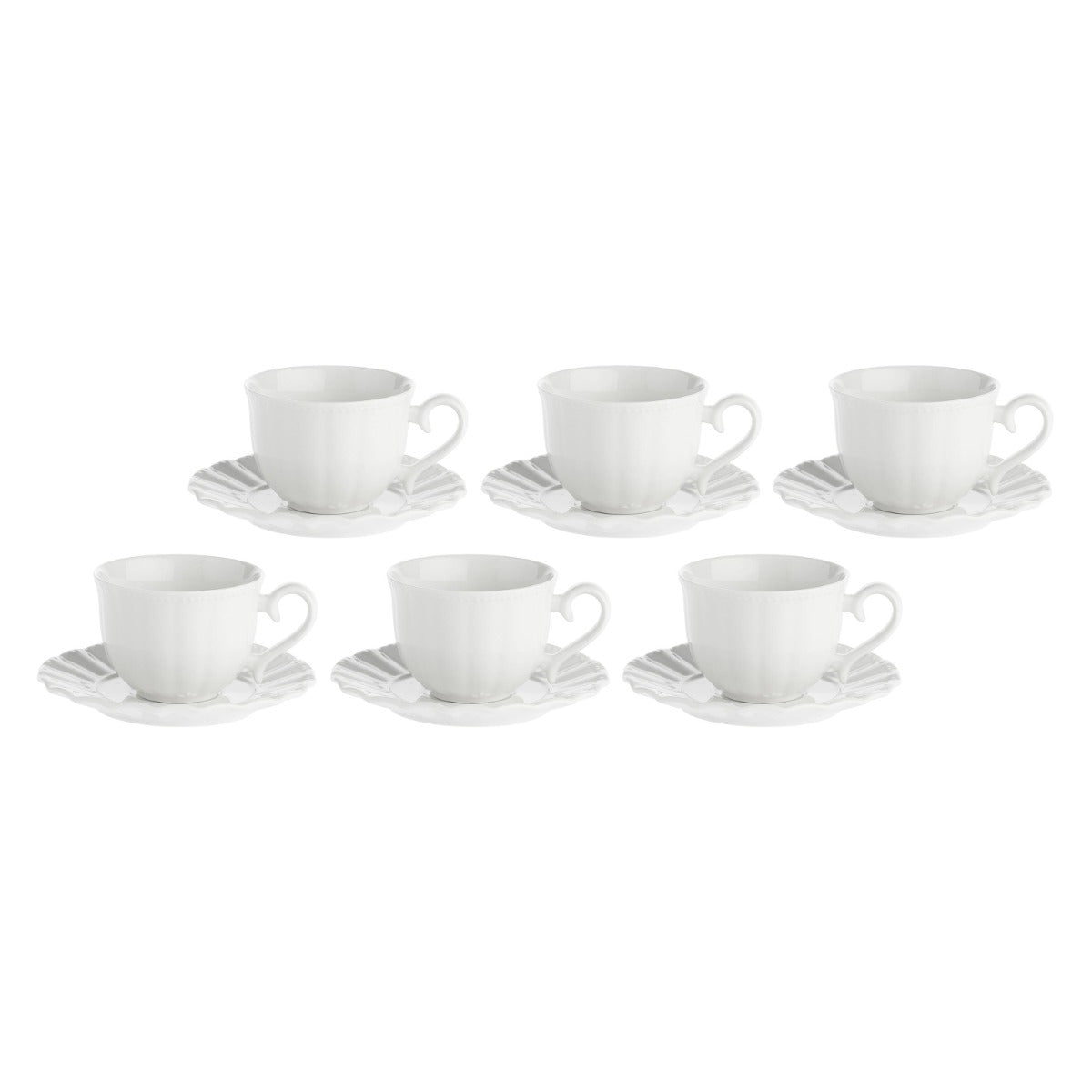 LA PORCELLANA BIANCA Ducale Set 6 Tazze Tè con Piattino Porcellana 220ml Bianco