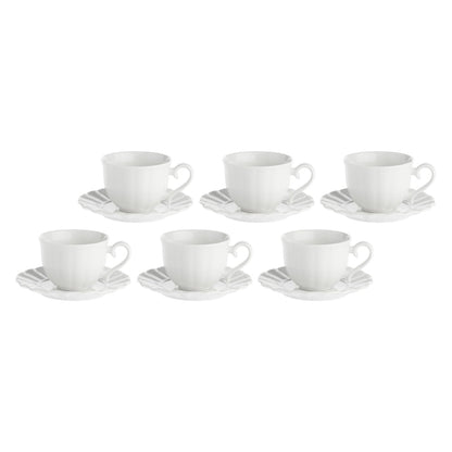 LA PORCELLANA BIANCA Ducale Set 6 Tazze Tè con Piattino Porcellana 220ml Bianco