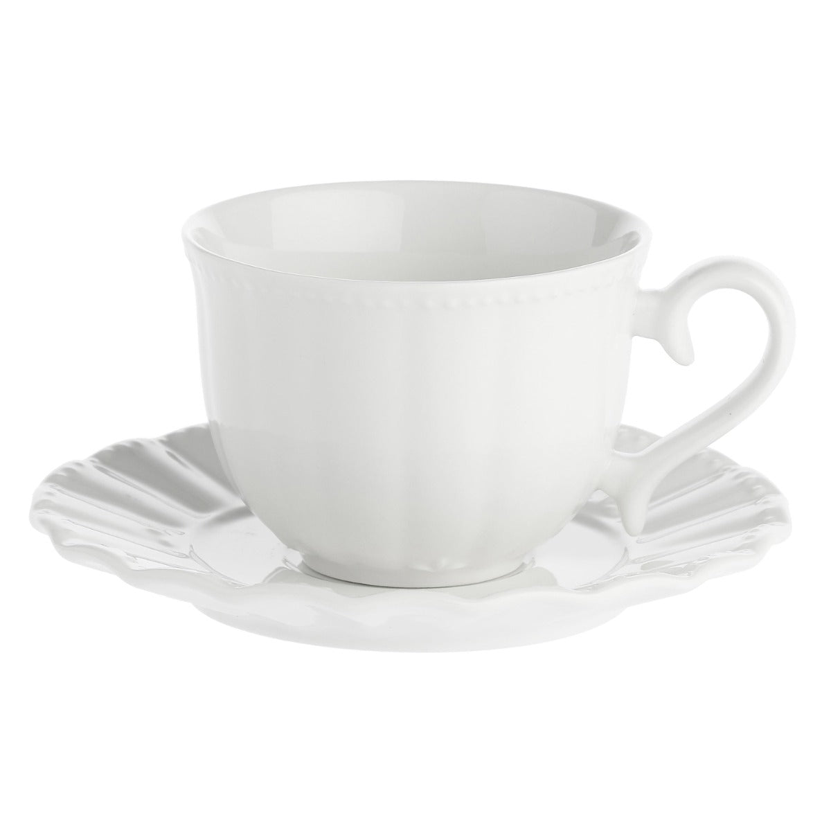 LA PORCELLANA BIANCA Ducale Set 6 Tazze Tè con Piattino Porcellana 220ml Bianco