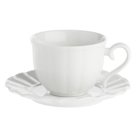 LA PORCELLANA BIANCA Ducale Set 6 Tazze Tè con Piattino Porcellana 220ml Bianco