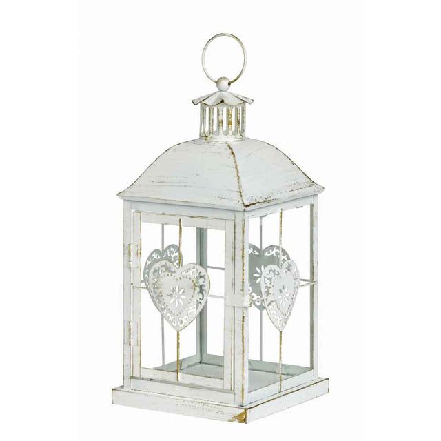 BRANDANI - Lanterna Cuore Bianco Metallo Vetro 37,5cm 53318