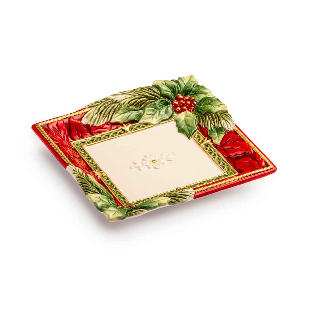 FITZ & FLOYD - Piattino Ciotola Coppa Decorazione Natale 16x16cm Porcellana