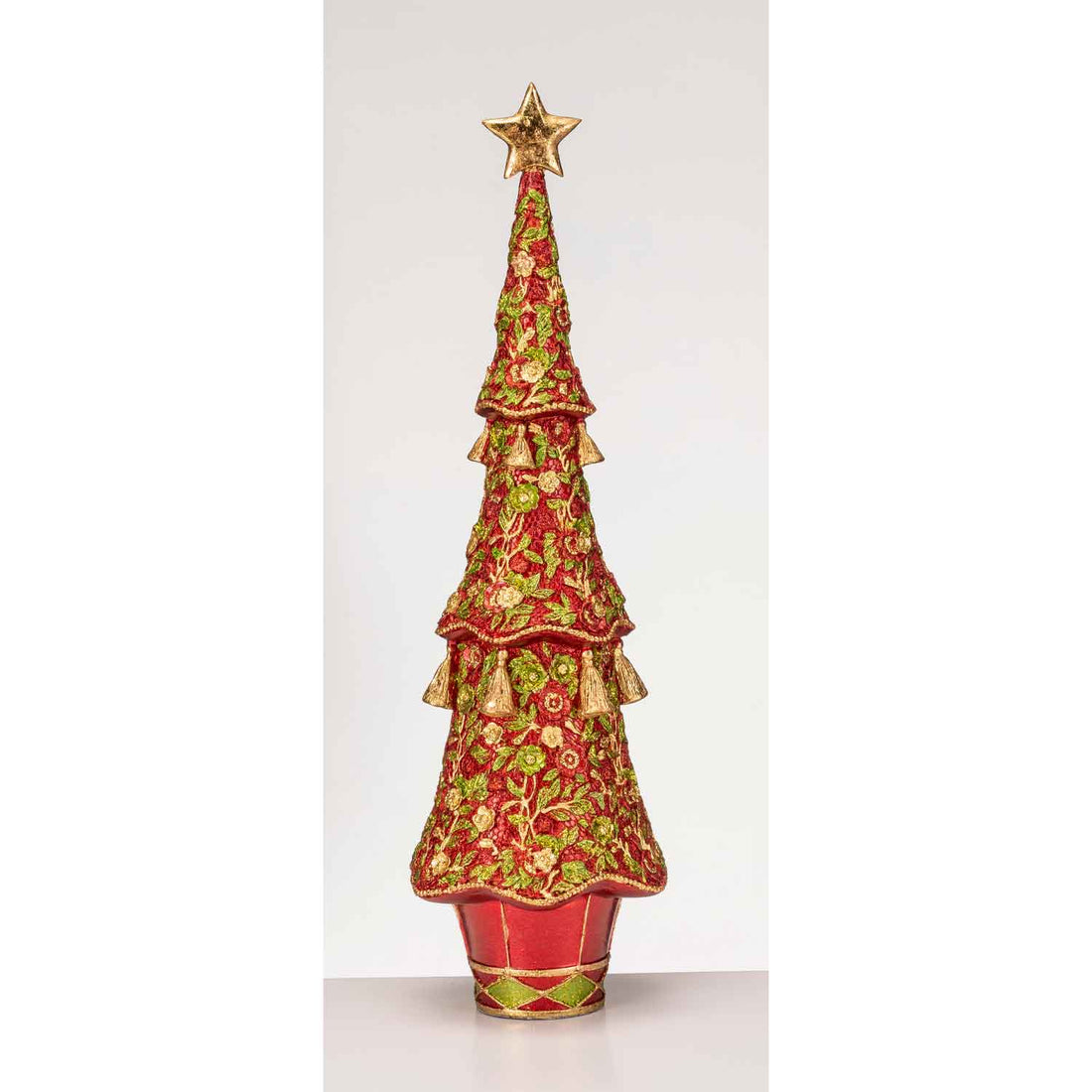 LAMART - Decorazione Natalizia Albero di Natale Rosso Oro 43cm Resina