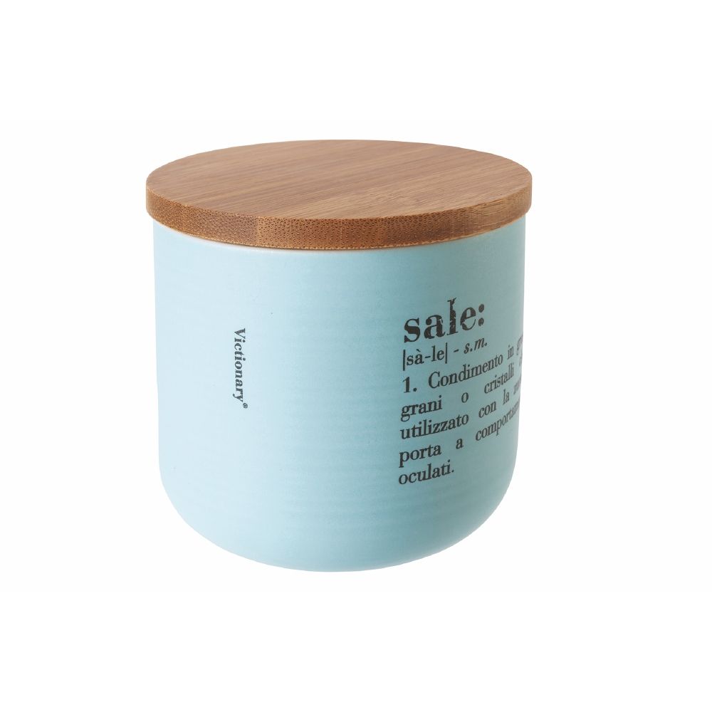 VILLA D'ESTE HOME TIVOLI Victionary Barattolo Sale Porcellana 500ml Azzurro Gres Bamboo