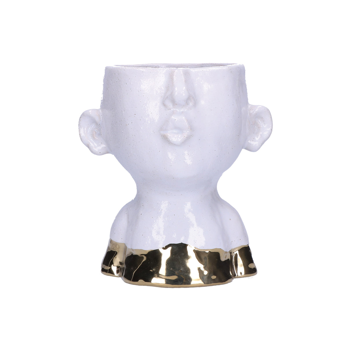 RITUALI DOMESTICI - EIofiscio Cachepot portavaso bianco oro 17cm