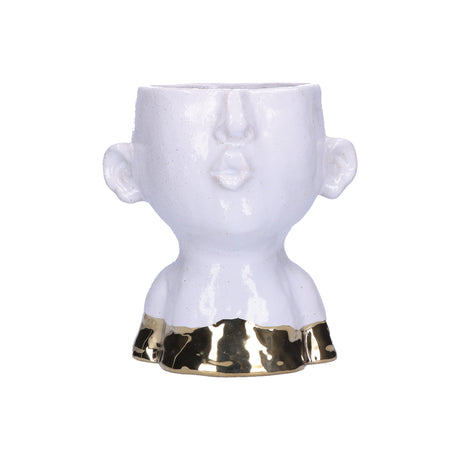 RITUALI DOMESTICI - EIofiscio Cachepot portavaso bianco oro 17cm