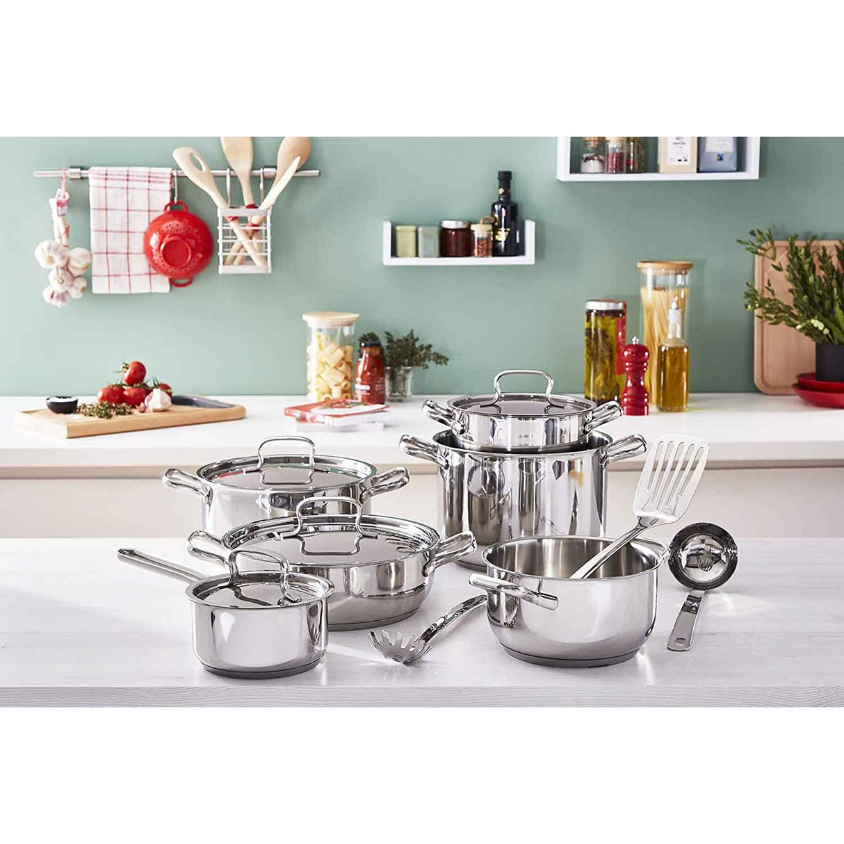 LAGOSTINA Sfiziosa Set Batteria di Pentole Induzione 24 Pezzi Acciaio Inox 18/10