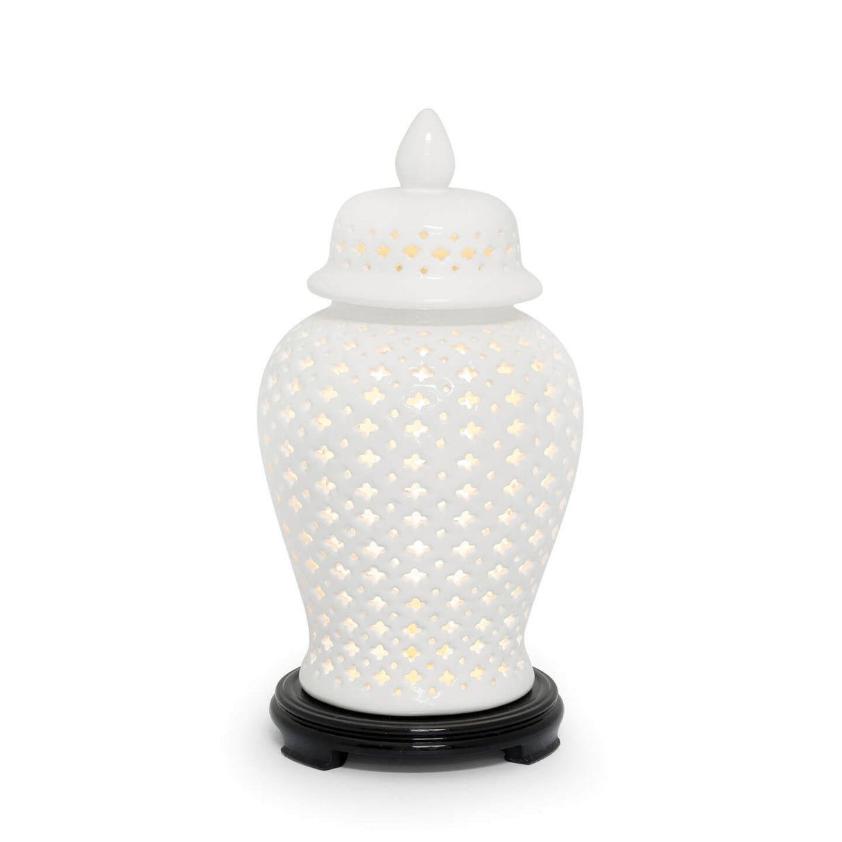 ABHIKA Lampada da Tavolo Ming Potiche Orientale 48cm Bianco Ceramica