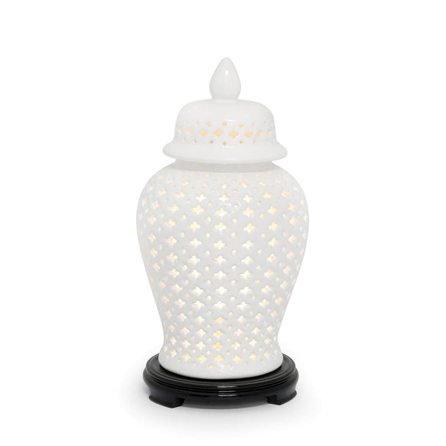 ABHIKA Lampada da Tavolo Ming Potiche Orientale 48cm Bianco Ceramica