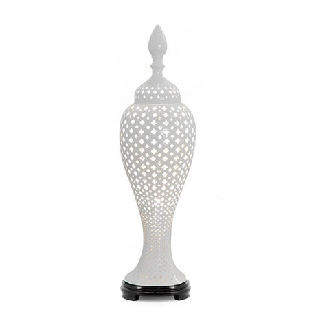 ABHIKA - Lampada da Tavolo Ming Bianco Ceramica 64cm Ingresso Salone 500247