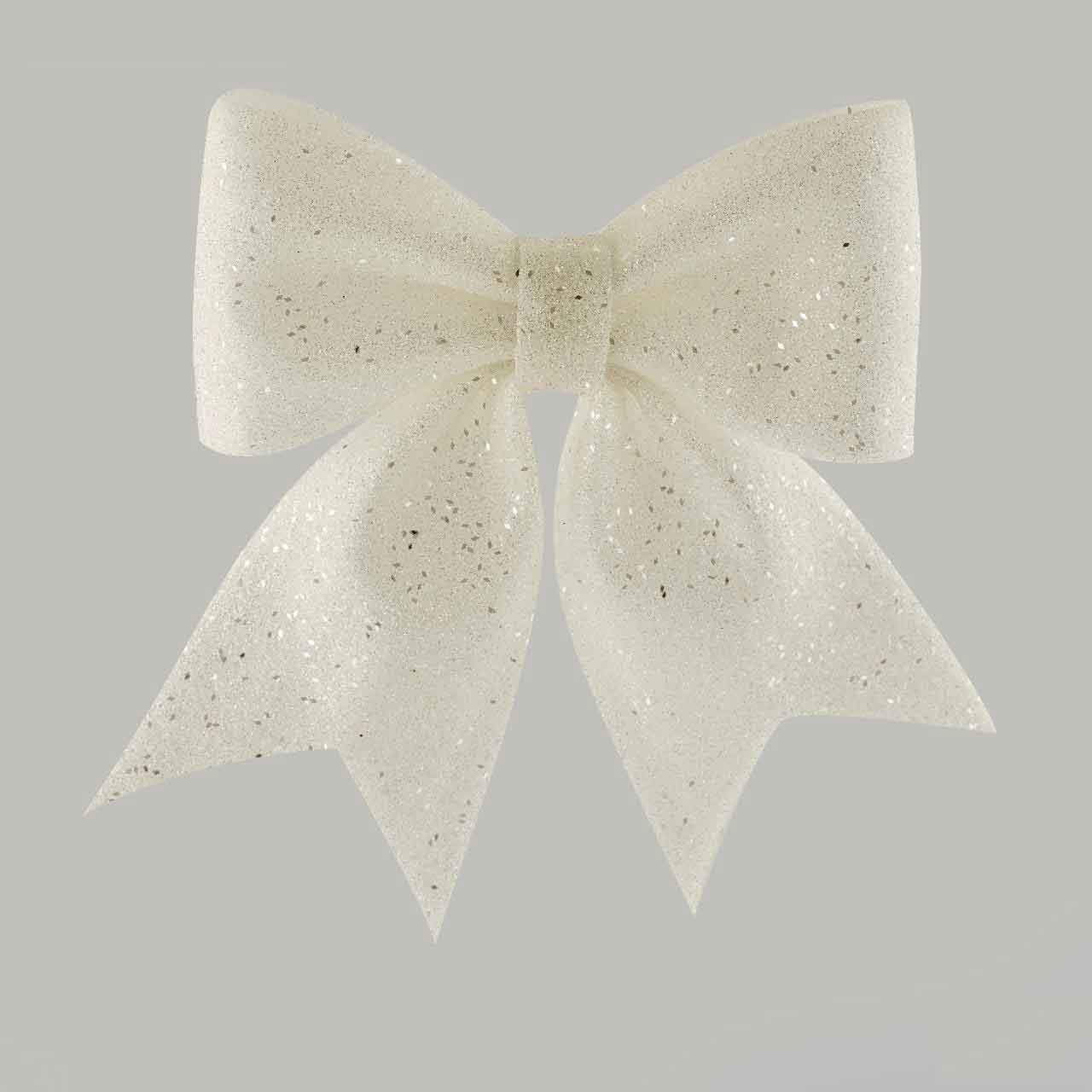 EDG Enzo De Gasperi Fiocco Glitter Addobbo Decorazione Natalizia Natale Bianco 30cm