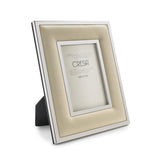 CRESIA Photo Frame in Steel and Genuine Leather 18x24cm Cream