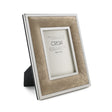 CRESIA Portafoto Cornice in Acciaio e Vera Pelle 13x18cm Beige Vintage