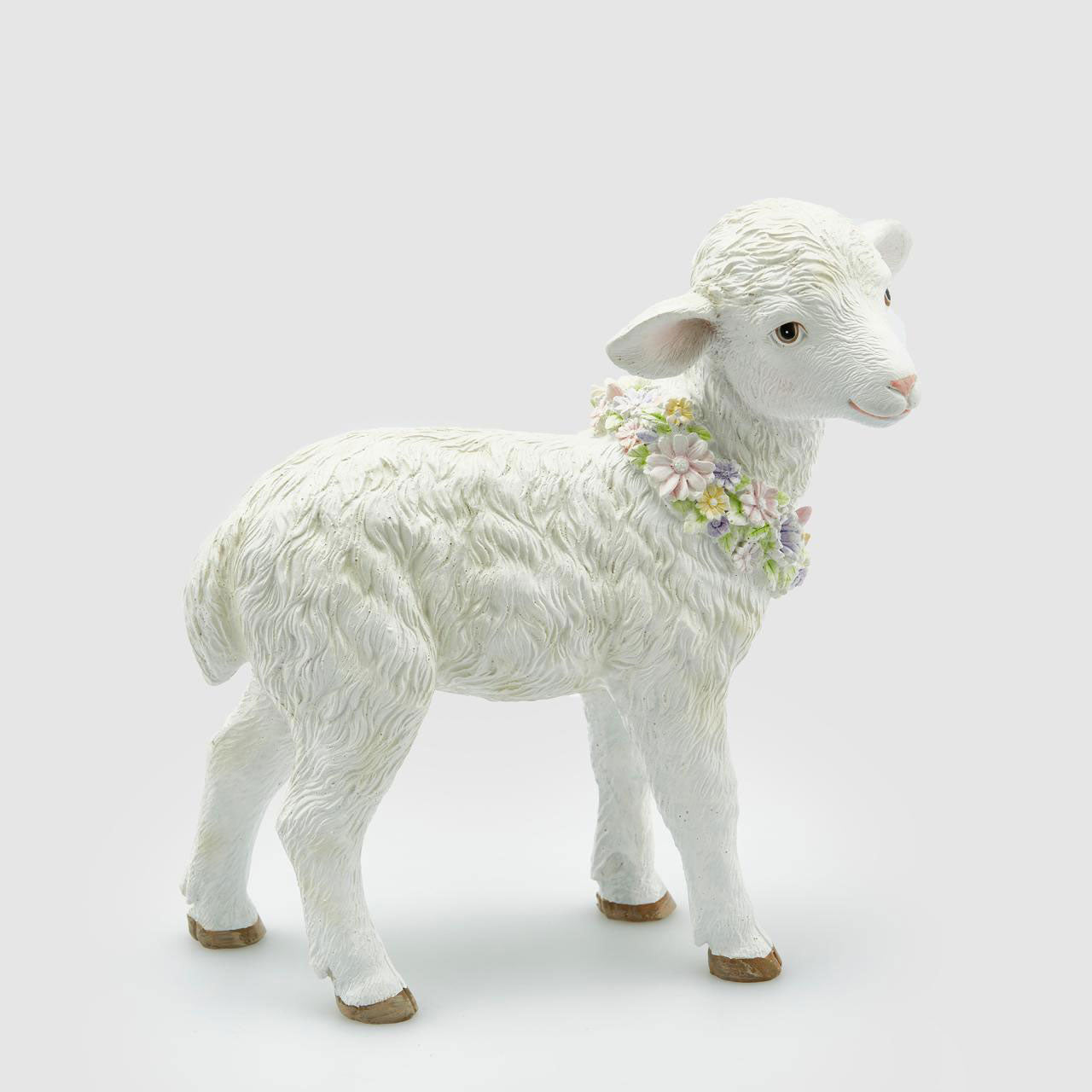 EDG Enzo De Gasperi Agnello Pecorella con Corona in Poliresina 24,5cm Bianco Decorazione Pasquale